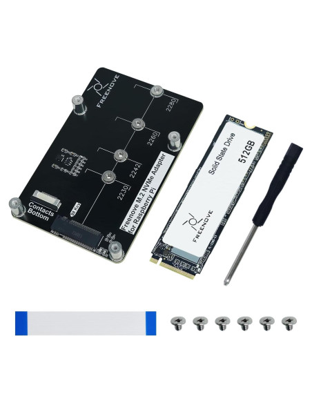 Adaptador M.2 NVMe FREENOVE para Raspberry Pi 5 con SSD 512GB