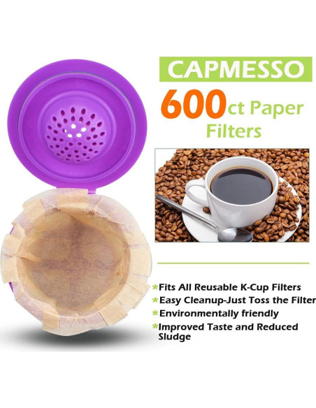 Filtros de papel desechables CAPMESSO para café - 600 unidades