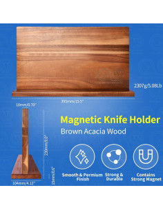 Bloque Magnético para Cuchillos XYJ de Acacia 39.4x22.9 cm 2