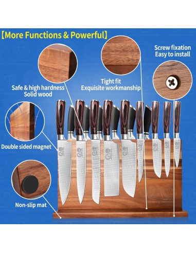 Bloque Magnético para Cuchillos XYJ de Acacia 39.4x22.9 cm