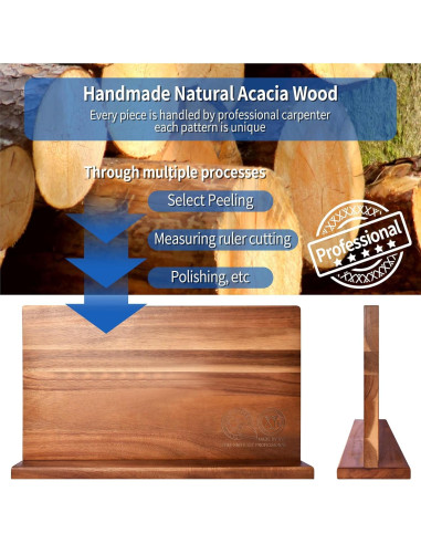 Bloque Magnético para Cuchillos XYJ de Acacia 39.4x22.9 cm