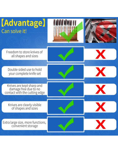 Bloque Magnético para Cuchillos XYJ de Acacia 39.4x22.9 cm