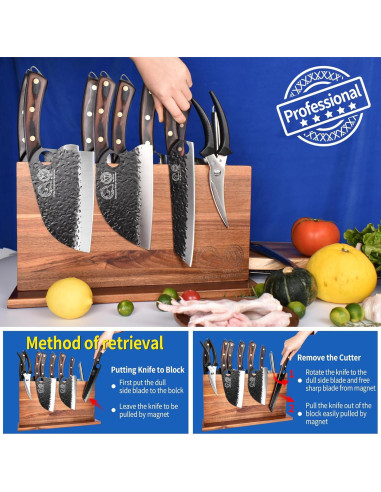 Bloque Magnético para Cuchillos XYJ de Acacia 39.4x22.9 cm