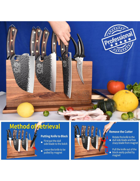 Bloque Magnético para Cuchillos XYJ de Acacia 39.4x22.9 cm