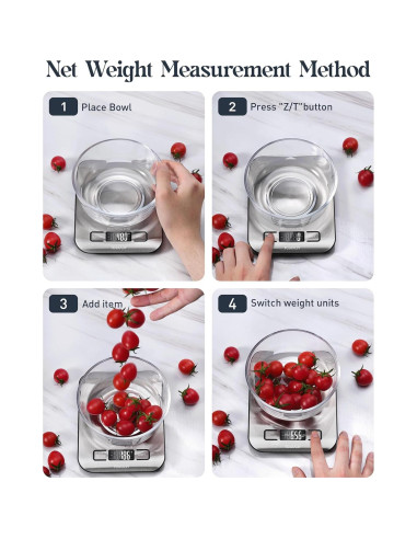 Báscula Digital de Cocina Tcsxady 5kg Acero Inoxidable LCD