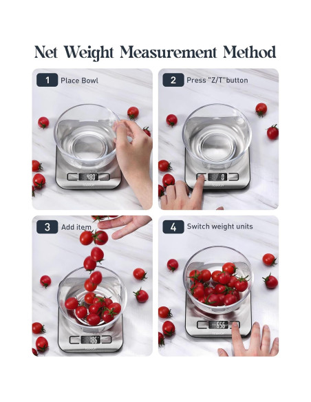 Báscula Digital de Cocina Tcsxady 5kg Acero Inoxidable LCD