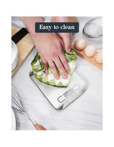 Báscula Digital de Cocina Tcsxady 5kg Acero Inoxidable LCD