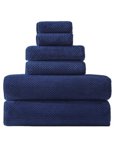 Set de 6 Toallas de Baño Extra Grandes Akzpe 76x152 cm Azul Marino