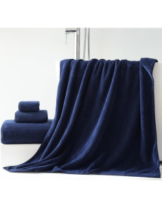 Set de 6 Toallas de Baño Extra Grandes Akzpe 76x152 cm Azul Marino 2