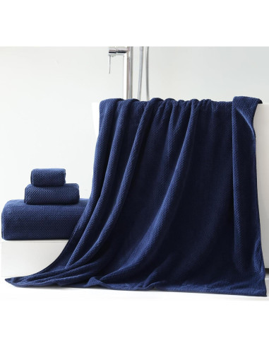 Set de 6 Toallas de Baño Extra Grandes Akzpe 76x152 cm Azul Marino