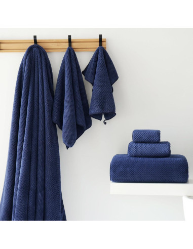Set de 6 Toallas de Baño Extra Grandes Akzpe 76x152 cm Azul Marino