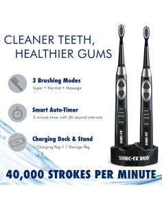 Cepillo de Dientes Eléctrico Recargable Sonic-FX Duo Negro 2