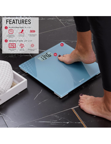 Báscula Digital de Vidrio Taylor 158.8 kg Azul Pizarra
