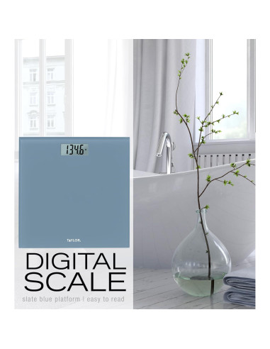 Báscula Digital de Vidrio Taylor 158.8 kg Azul Pizarra