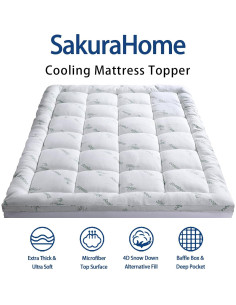 Cubierta de colchón Twin XL SakuraHome 1000GSM Viscosa Bambú 2