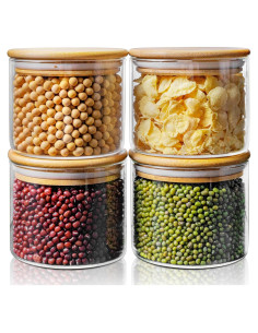 Tarros de Vidrio Herméticos HomArtist 17oz 4 Pack con Tapas de Bambú