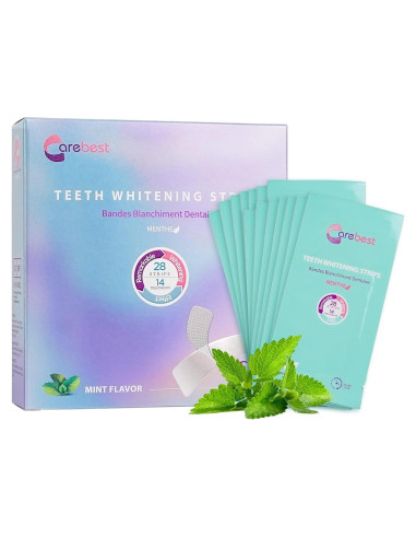 Tiras Blanqueadoras Dentales Carebest 28 Unidades para Dientes Sensibles