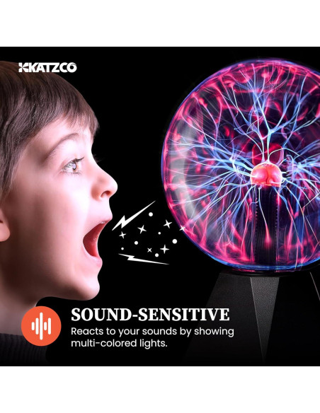 Bola de Plasma Interactiva Katzco 7" Multicolor - Decoración Científica