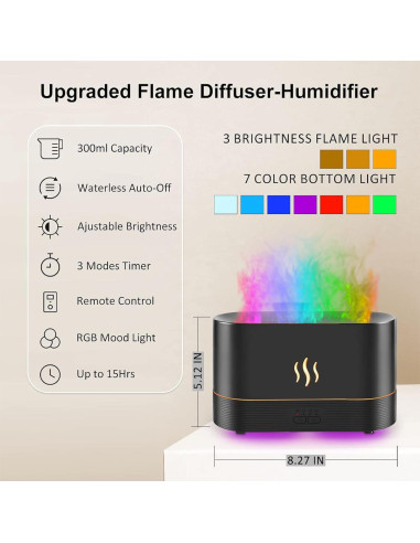 Difusor de Aceites Esenciales PLUWEL 300ml con Luz LED y Control Remoto