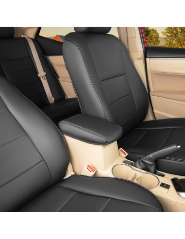 Cubierta de Asiento de Auto HKZ para Toyota Corolla 2014-2019 - Cuero Sintético Negro