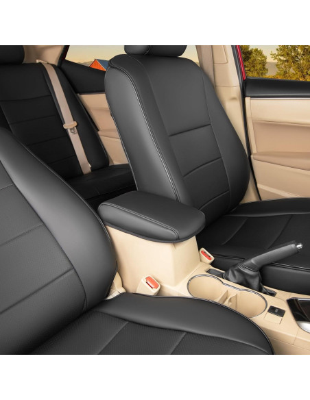 Cubierta de Asiento de Auto HKZ para Toyota Corolla 2014-2019 - Cuero Sintético Negro
