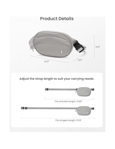 Bolsa de Cintura Tomtoc Sling Bean Gris 1.5L con Bloqueo RFID