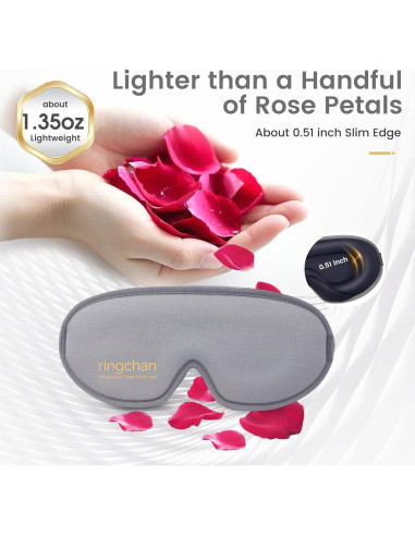 Máscara de Sueño Ringchan 3D Blackout Gris - Sin Presión