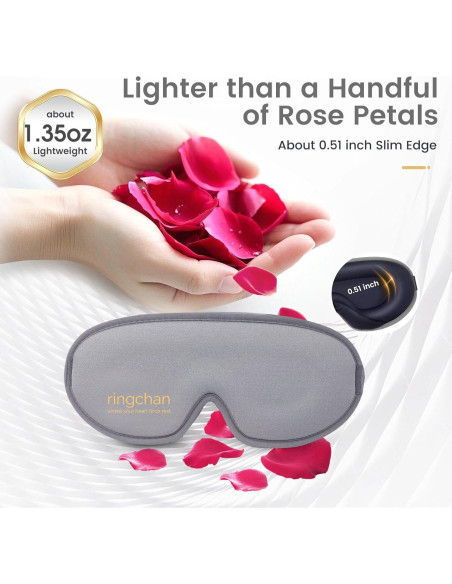 Máscara de Sueño Ringchan 3D Blackout Gris - Sin Presión