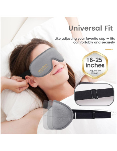 Máscara de Sueño Ringchan 3D Blackout Gris - Sin Presión