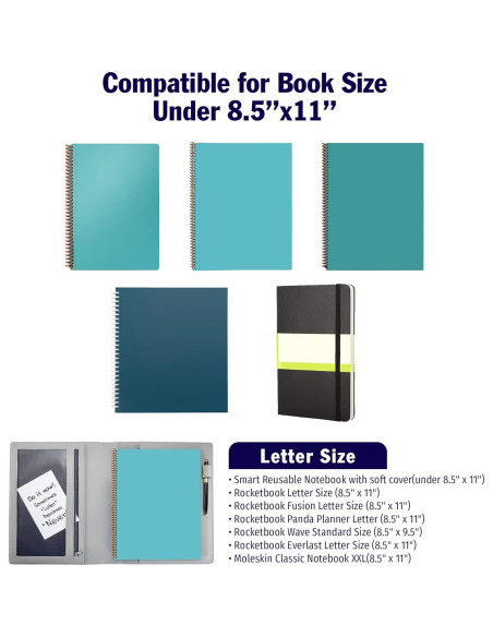 Cubierta de Cuaderno OOKU A4 de Cuero PU Negro para Rocketbook