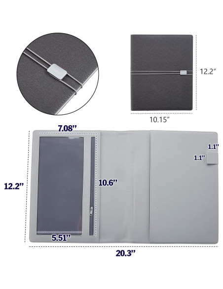 Cubierta de Cuaderno OOKU A4 de Cuero PU Negro para Rocketbook