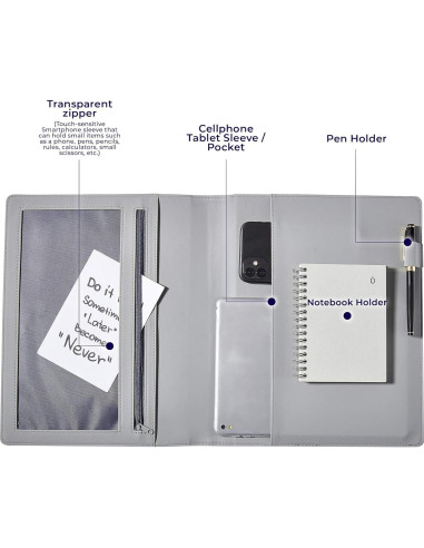 Cubierta de Cuaderno OOKU A4 de Cuero PU Negro para Rocketbook