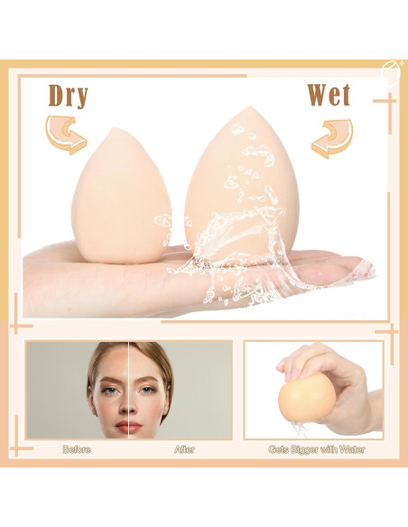 Set 16 Esponjas de Maquillaje Auroray - 6 Grandes, 4 Mini, 6 Puffs