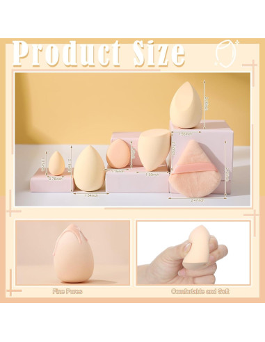 Set 16 Esponjas de Maquillaje Auroray - 6 Grandes, 4 Mini, 6 Puffs