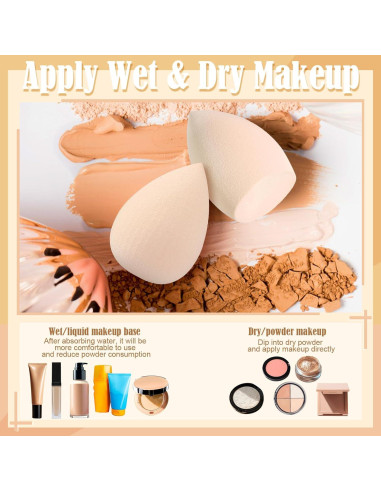 Set 16 Esponjas de Maquillaje Auroray - 6 Grandes, 4 Mini, 6 Puffs