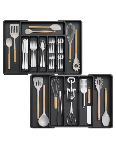 Organizador de Cubiertos Lifewit Expandible 57x38 cm Negro