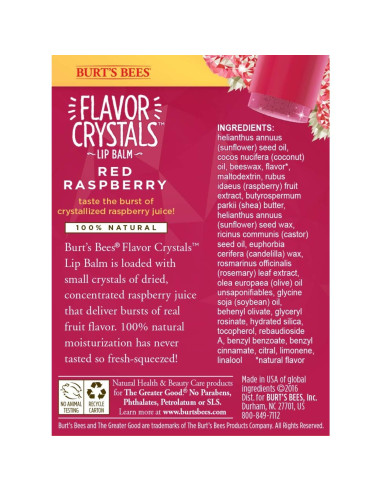 Bálsamo Labial Burt's Bees Frambuesa Roja 100% Natural 4.5g