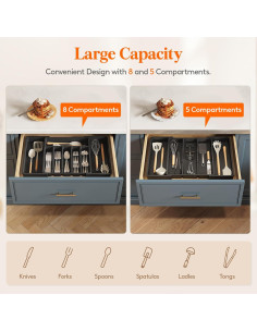 Organizador de Cubiertos Lifewit Expandible 57x38 cm Negro 2