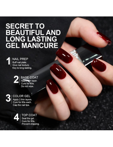 Esmalte de Uñas en Gel GAOY 16ml Vino Atractivo Curado UV