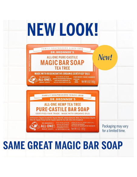 Jabón de Barra Mágico Pure-Castile Dr. Bronner - 2 Unidades 141.75g Jabón de Barra Mágico Pure-Castile Dr. Bronner - 2 Unidades 141.75g