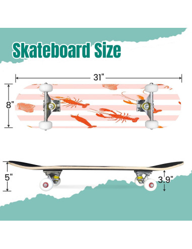 Skateboard UHMLTCRBOD 31" x 8" 7 Capas Arce Doble Kick
