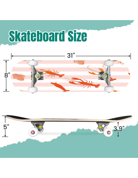 Skateboard UHMLTCRBOD 31" x 8" 7 Capas Arce Doble Kick
