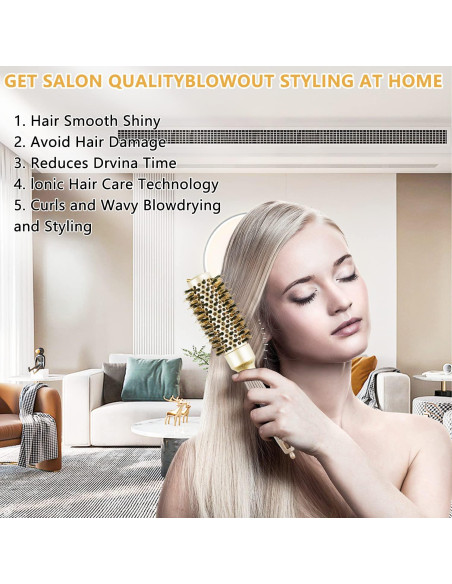 Cepillo Redondo QIANGNI 32mm Cerda de Jabalí Antifrizz