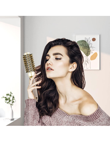 Cepillo Redondo QIANGNI 32mm Cerda de Jabalí Antifrizz