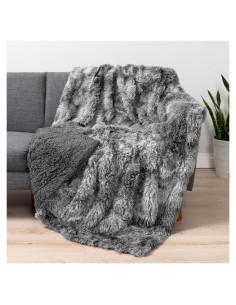 Manta de Peluche Pavilia Tie-Dye Gris 127x152 cm Sherpa