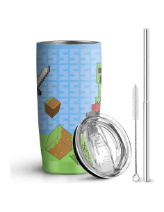 Vaso de Acero Inoxidable 20 Oz Stylonem Aislado con Popote