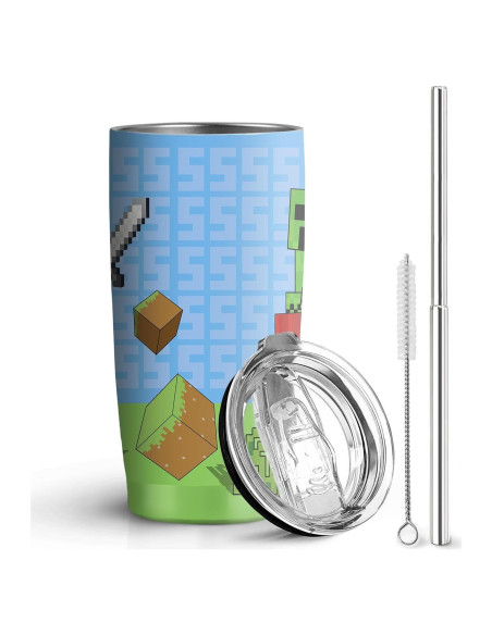 Vaso de Acero Inoxidable 20 Oz Stylonem Aislado con Popote