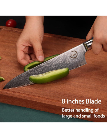Cuchillo de Chef 20.3 cm Fukep Damasco VG10 Acero Alto Carbono