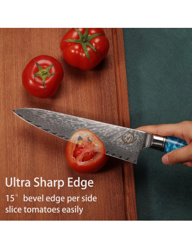 Cuchillo de Chef 20.3 cm Fukep Damasco VG10 Acero Alto Carbono