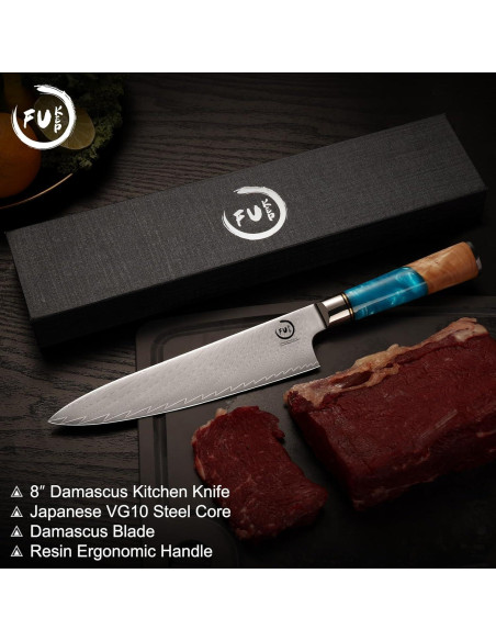 Cuchillo de Chef 20.3 cm Fukep Damasco VG10 Acero Alto Carbono